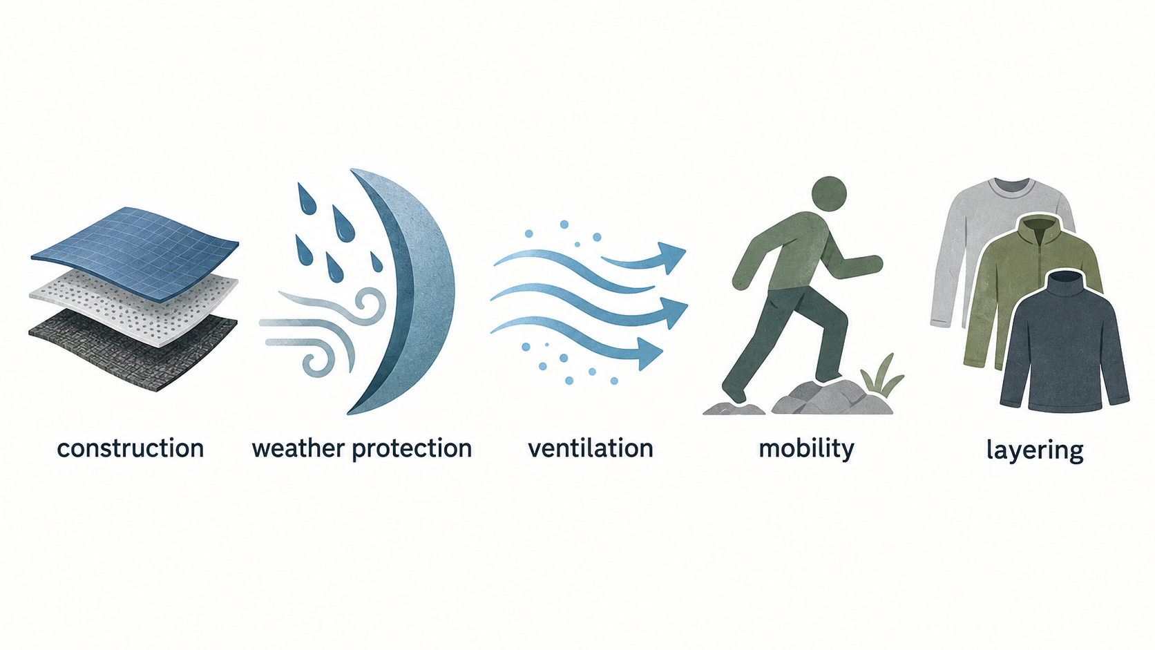 Illustrate the shared role stated for both jackets: waterproof shells worn over clothing when rain, wind, and changing conditions call for an outer barrier.