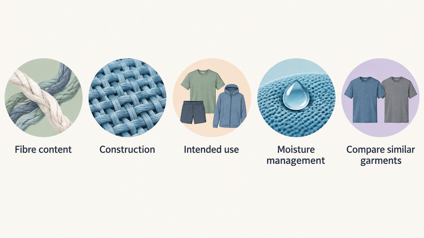 Illustrate the section’s suggestion to compare similar garments and read their product details, without implying specific material or performance differences.